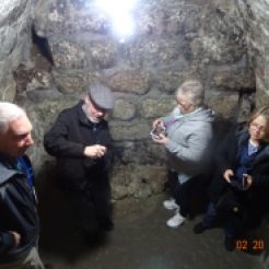 Bernie in the tomb with Jim, Joy and Nancy